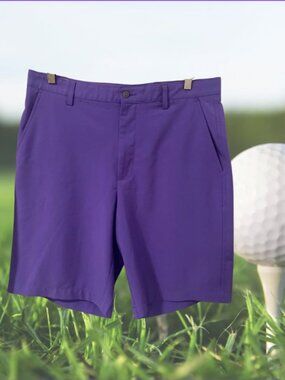 Footjoy size 35 waist purple men's golf shorts GUC flat front preppy